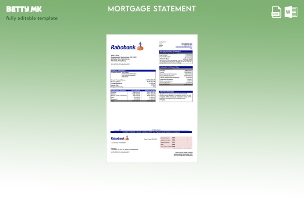 модерен стил холандска изјава за хипотека на Рабобанк Шаблон за Word и PDF